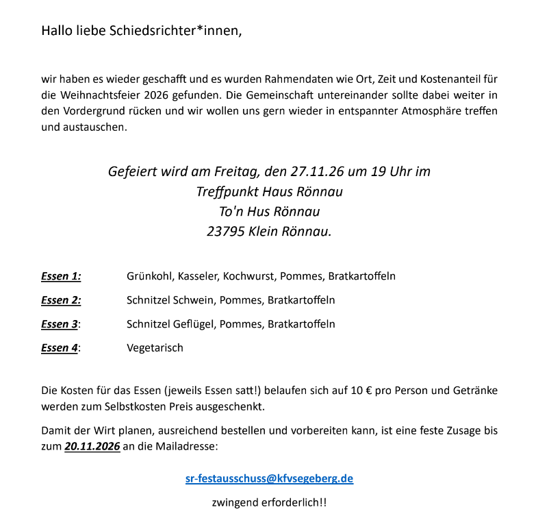 Anmelden zur Weihnachtsfeier&nbsp;2026